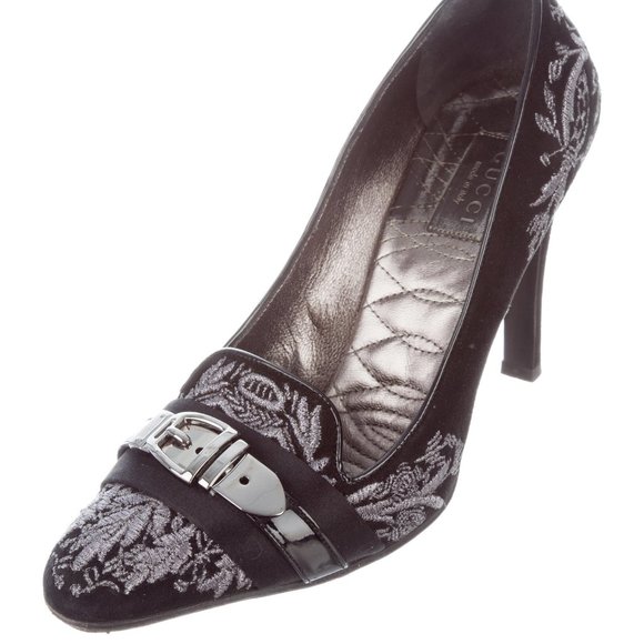 Gucci vintageBrocade Suede Pumps